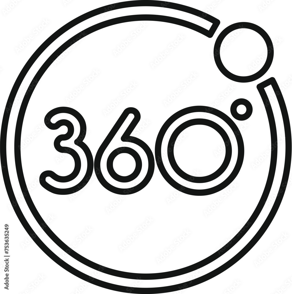 360 degree application icon outline vector. Panoramic view. Extensive view 360 degree application icon outline vector. Panoramic view. Extensive view