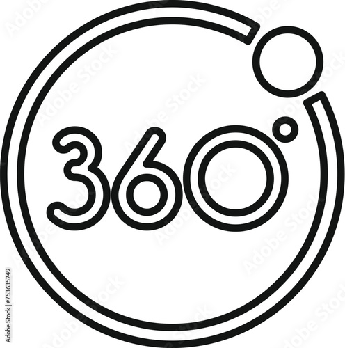 360 degree application icon outline vector. Panoramic view. Extensive view