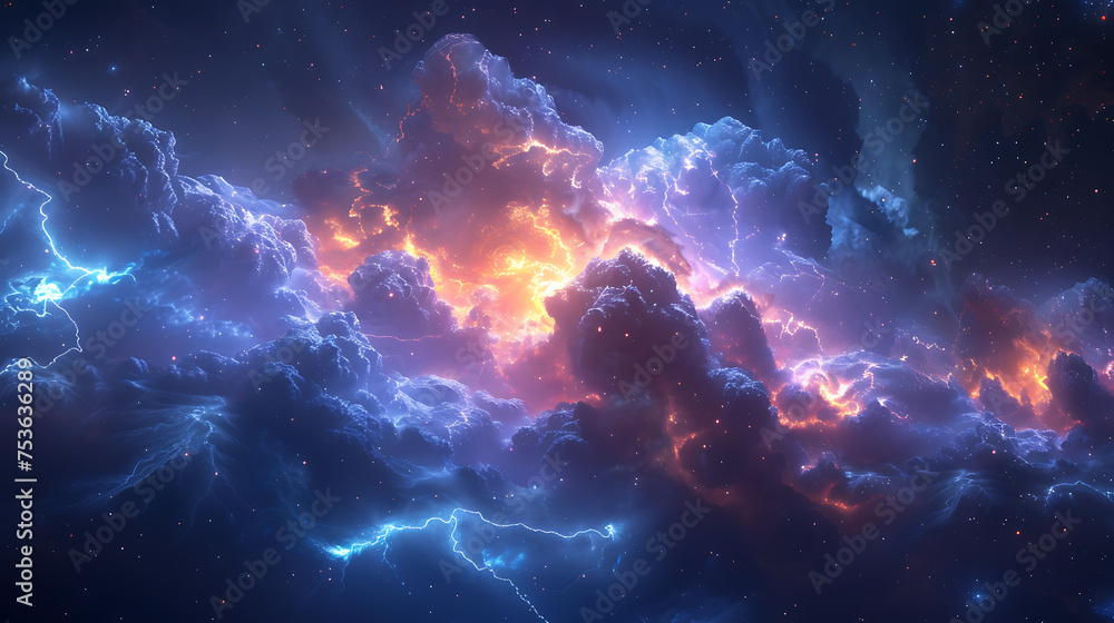 Lighting thunder background image AI Image Generative