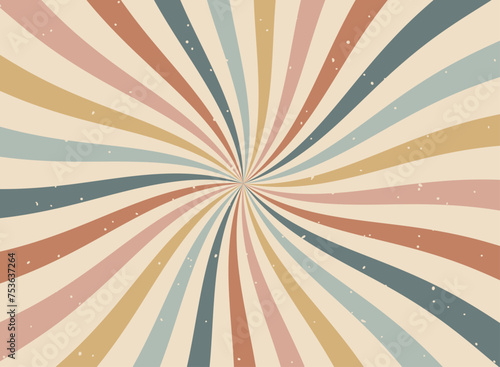 Vintage sun retro banner background. Colourful grunge sunburst. Vector illustration.