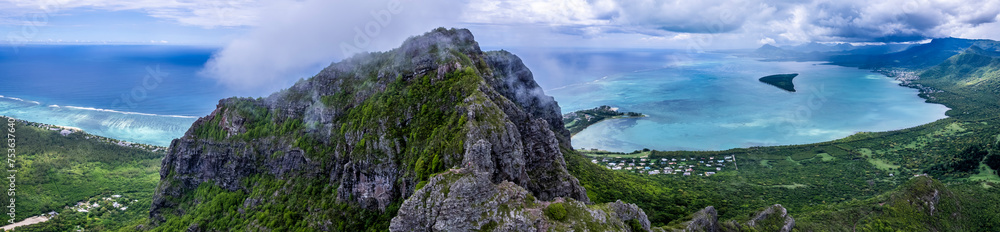 Aerialview Le Morne Brabant Mountain - Mauritius. Shot from drone. Aerialview Le Morne Brabant Mountain - Mauritius. Shot from drone.
