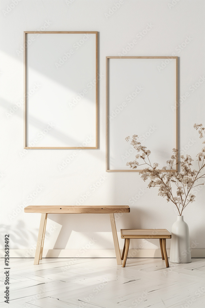 Sleek and Stylish Mockup of Thin Photo Frame on White Backdrop
