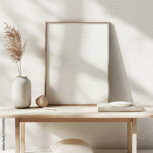 Stylish Thin White Picture Frame Mockup for Elegant Art © Lucas