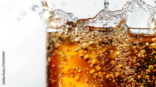 Dive into the crisp clarity of an enticing 8K HD photograph showcasing a sparkling soda against a pure white backdrop, inviting you to savor the refreshing bubbles in high resolution.