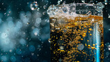 Experience the effervescence in stunning 8K HD with an image showcasing carbonated drinks against a luxurious deep blue isolated background, capturing the fizz and bubbles with exceptional clarity.