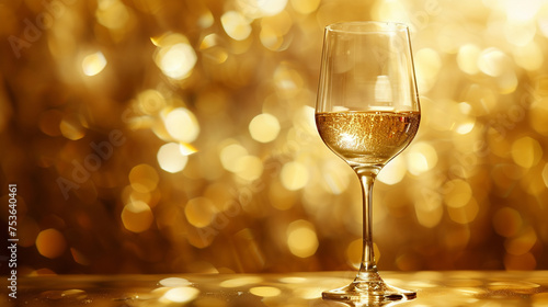 Explore the sparkling clarity of an 8K HD image highlighting a wine glass against a radiant gold isolated background  evoking opulence.