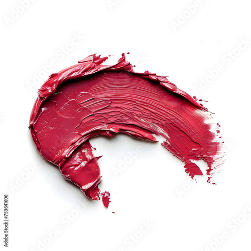 illustration of a careless smear of burgundy-colored cosmetics on a white background, textured burgundy lipstick smear