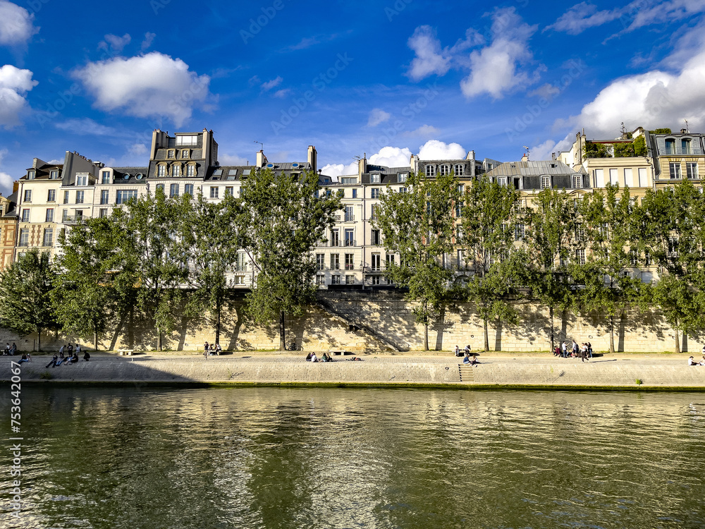 Bank of the River Seine and buildings in Paris, France Bank of the River Seine and buildings in Paris, France