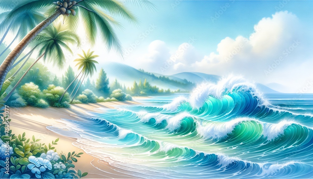 Watercolor of tropical waves