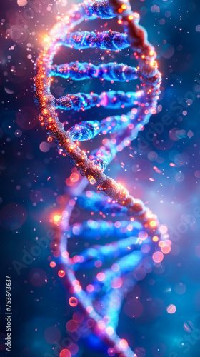 Artistic representation of a DNA double helix structure shimmering with light, symbolizing genetic research, biotechnology breakthroughs, and the essence of life