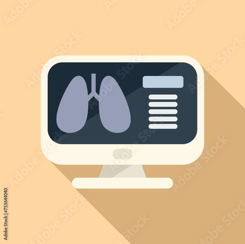 Lungs image examination icon flat vector. Scan room. Person health care