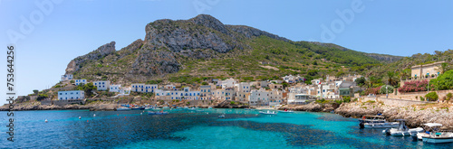 Panoramic view of Levanzo Island, Cala Dogana, Aegadian Islands, province of Trapani, Sicily, Italy photo