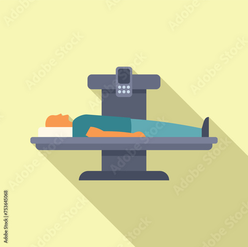 Client bed scan icon flat vector. Xray image clinic. Person examination