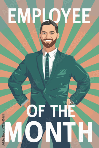 A vector illustration of employee of the month poster, banner design