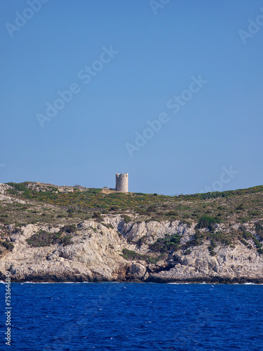 View towards the Tower of Drakano, Icaria Island, North Aegean photo