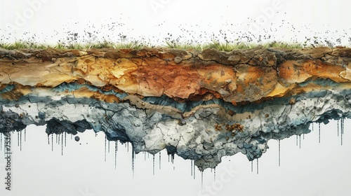 A digital graphic of a cross section of soil showing layers of pollution accumulation over time. photo