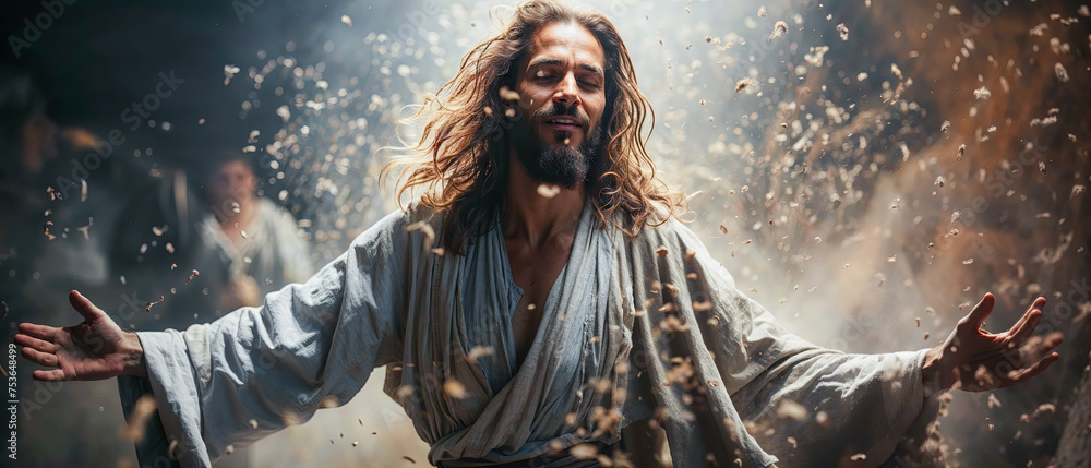 Jesus Resurrection Wallpaper Background Poster Digital Art - obrazy, fototapety, plakaty 