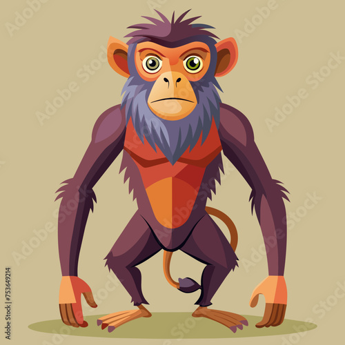 Monkey ape baboon chimpanzee pet vector illustration draw cartoon. pretty cute