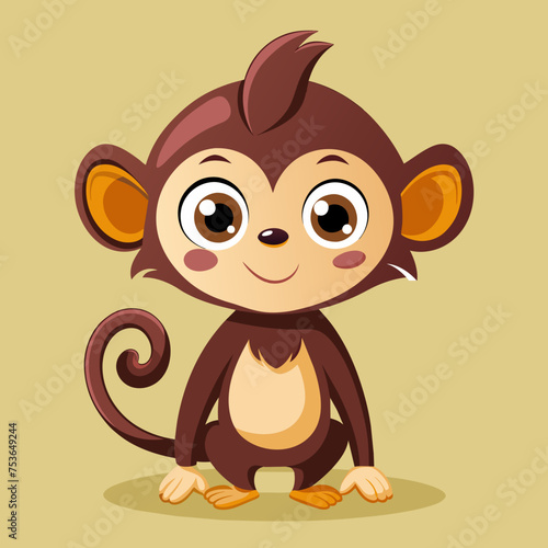 Monkey ape baboon chimpanzee pet vector illustration draw cartoon. pretty cute