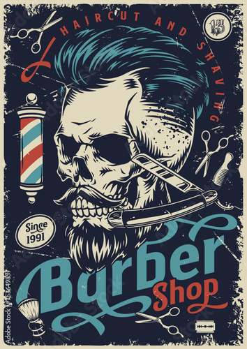 Barber shop colorful vintage flyer
