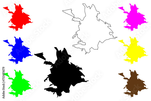 Ipatinga city (Federative Republic of Brazil, Minas Gerais state) map vector illustration, scribble sketch Ipatinga map