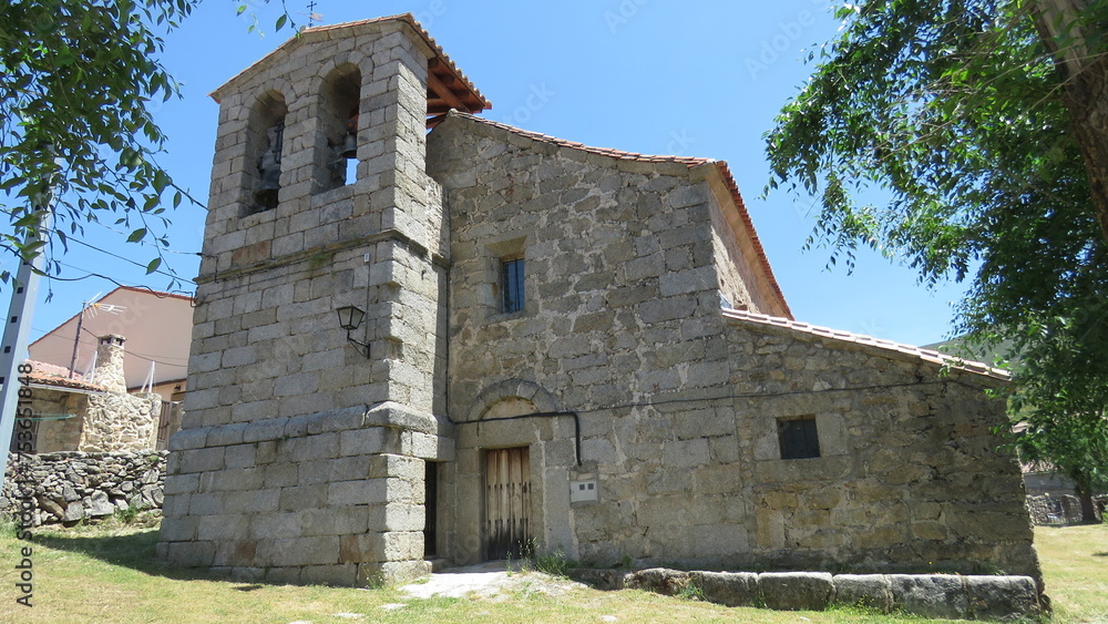 Romanesque church in the town of Avila Navacepedilla de Corneja bell tower stone building architecture