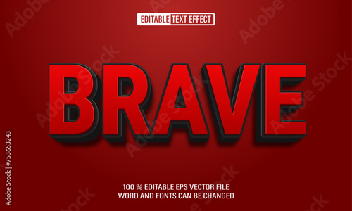 Editable 3d text style effect - Brave text effect Template 
