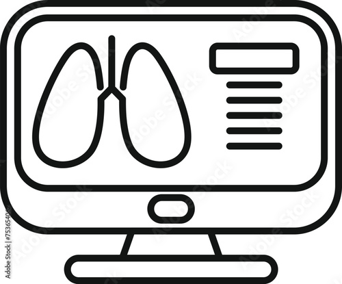 Lungs image examination icon outline vector. Scan room. Person health care