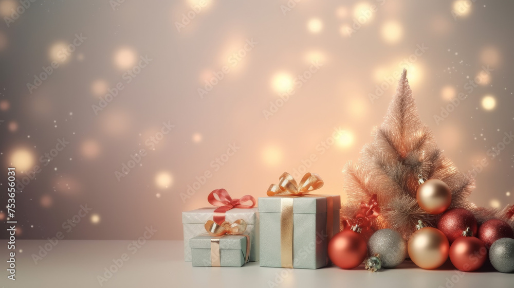 Bright Christmas Tree and Presents Background for Holiday Season
