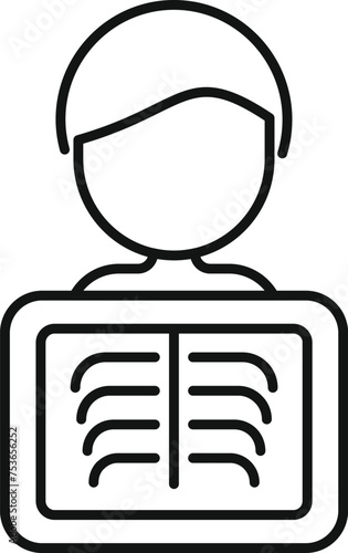 Care health body icon outline vector. Xray person image. Chest bone imaging