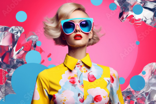 Wallpaper Mural Portrait of a beautiful young woman in stylish sunglasses. Beauty and fashion concept. Torontodigital.ca