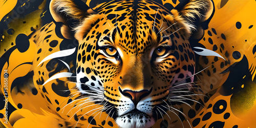 Leopard animal cinematic face,digital art,illustration,Design,vector,art © EA Studio