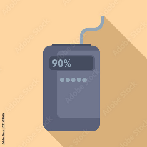 Digital oxygen concentrator icon flat vector. Residence gear. Medical aid person