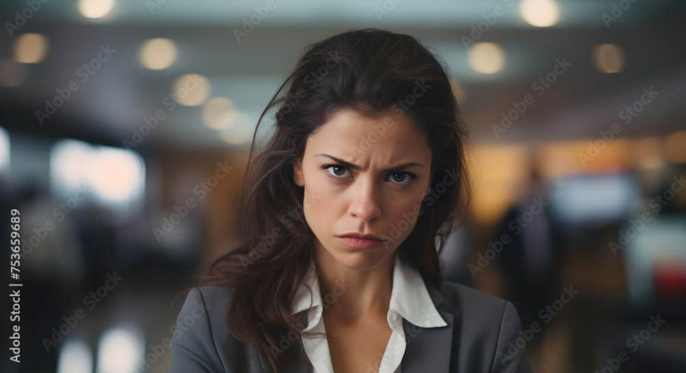 A Business woman exhibiting determination in a challenging moment,
