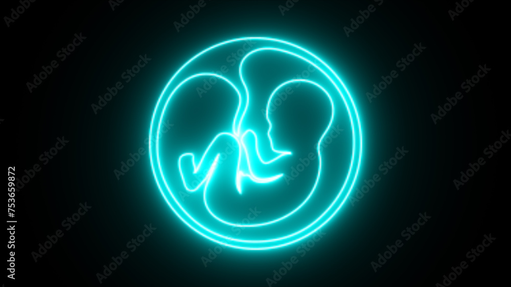 Glowing baby and a placenta. Human baby in the womb and Pregnancy fetal development. Glowing baby and a placenta. Human baby in the womb and Pregnancy fetal development.
