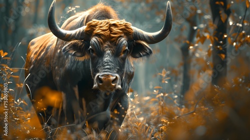 a cinematic and Dramatic portrait image for bull