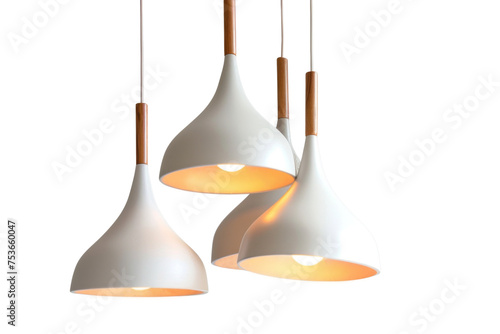 Scandinavian style pendant lights with a white and wood design on transparent background photo