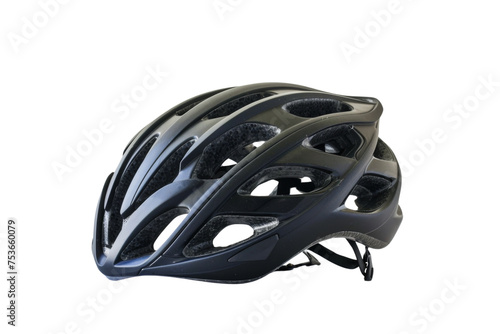 Black cycling helmet on a white background on transparent background