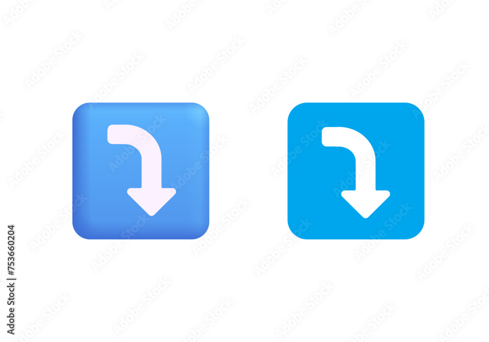 Right arrow curving down Right arrow curving down