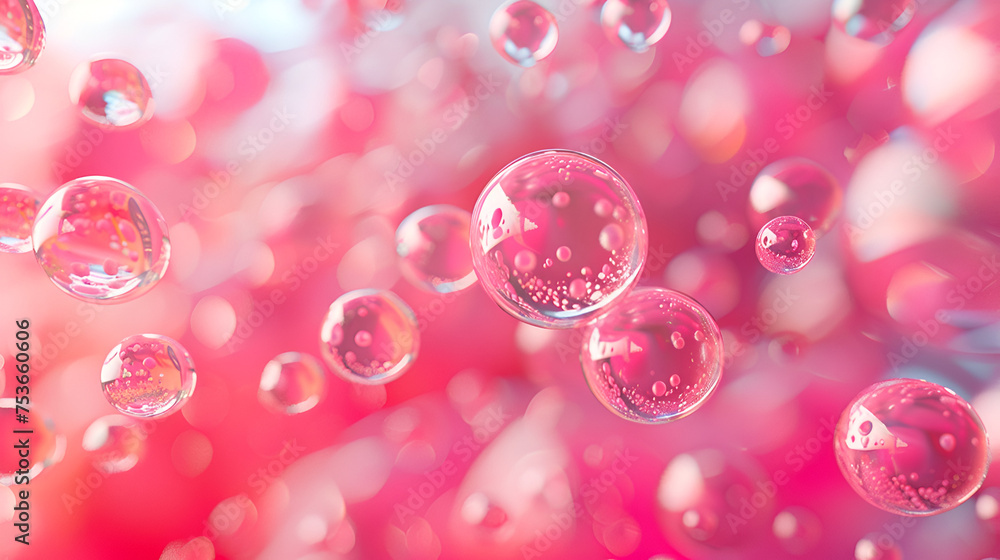 3D render of abstract spheres on pink background, generative ai