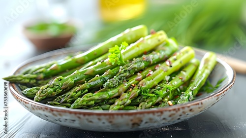 Baked Asparagus in Round Plate