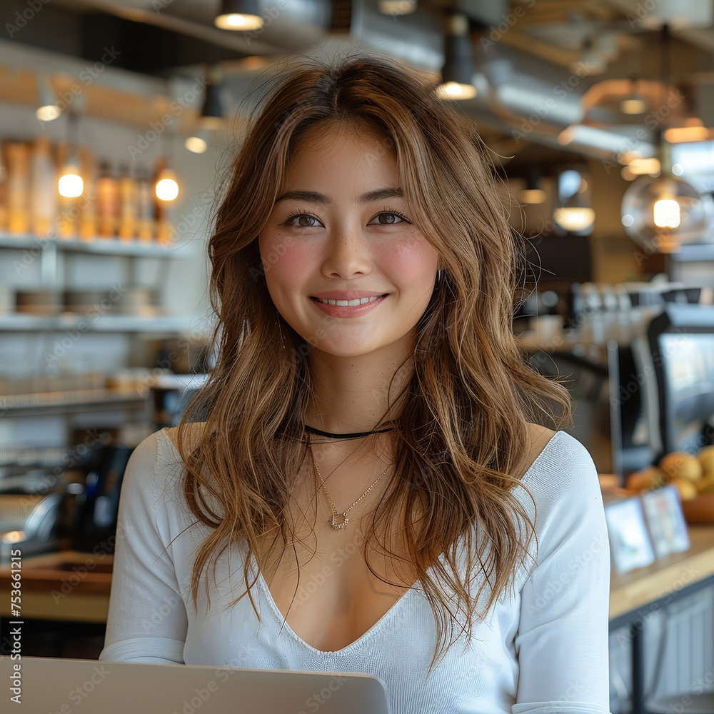 Young barista in a retro aesthetic coffee shop Young barista in a retro aesthetic coffee shop