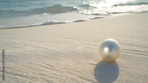 Underwater Treasures: Beautiful Pearl on Sand Background. Generative AI photo