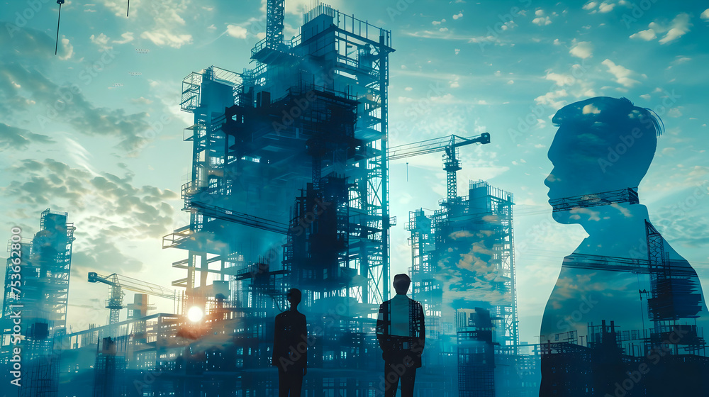 A man and a woman are standing in front of a large building, looking up at it A man and a woman are standing in front of a large building, looking up at it