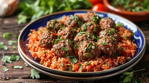 kubba dish with seasoned ground meat and rice or bulgur