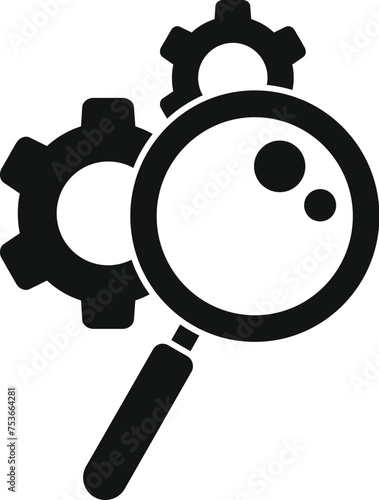 Cog system search icon simple vector. Phone specification. Cooperation machine