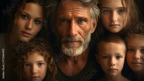 Intimate portrait of a multigenerational family,