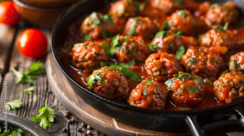 kofte dish with spiced meatballs and tomato sauce