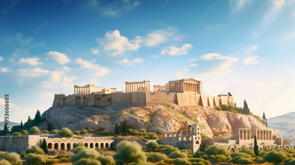 The historical charm of the Acropolis in Athens, Greece,