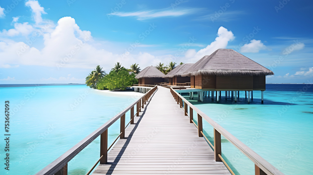 The tranquil beaches of the Maldives, featuring crystal-clear waters,